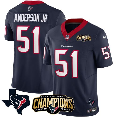 Will Anderson Jr. 51 Houston Texans 2023 AFC South Champions Patch Game Men Jersey - Navy