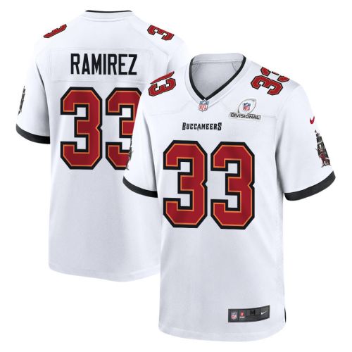 Jose Ramirez 33 Tampa Bay Buccaneers 2024 Divisional Patch Game Men Jersey - White