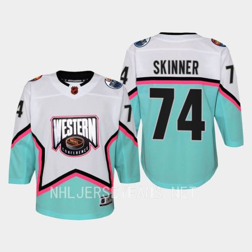 Stuart Skinner 74 Edmonton Oilers 2023 All-Star Game Jersey White Equipment