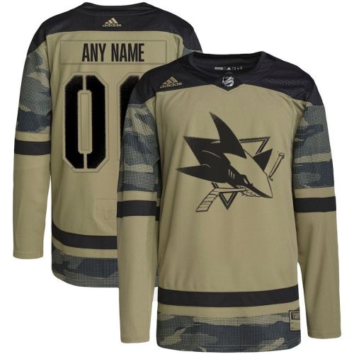 San Jose Sharks Military Appreciation Team Custom Practice Jersey - Camo