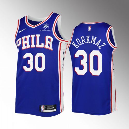 Furkan Korkmaz 30 2022-23 Philadelphia 76ers Royal Icon Edition Jersey Swingman