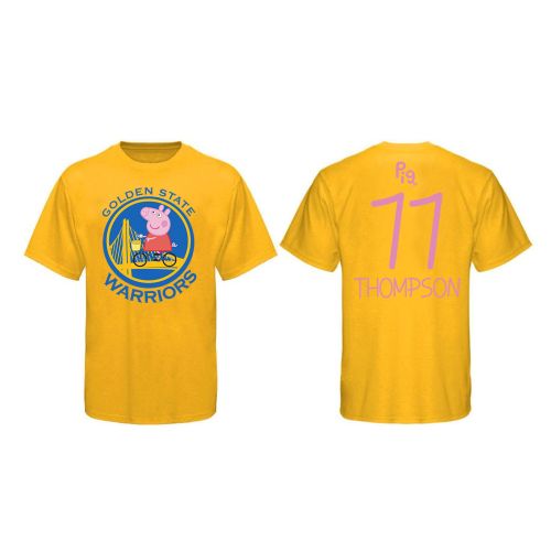 Klay Thompson 11 Golden State Warriors Pig Print T-Shirt - Yellow