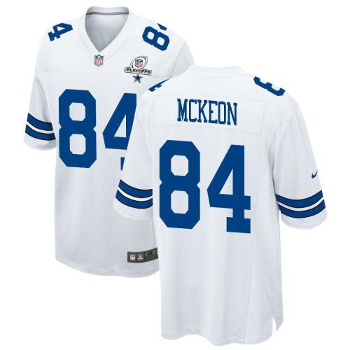 Sean McKeon 84 Dallas Cowboys 2023 Playoffs Patch Game Men Jersey - White