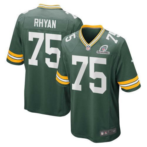 Sean Rhyan 75 Green Bay Packers 2024 Divisional Patch Game Men Jersey - Green