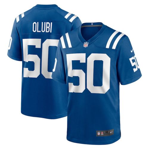 Segun Olubi 50 Indianapolis Colts Men Game Jersey - Royal