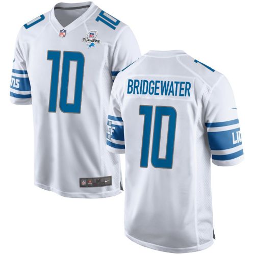 Teddy Bridgewater 10 Detroit Lions 2023 Playoffs Patch Game Men Jersey - White