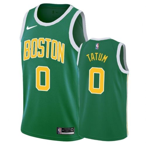 Men's Celtics Jayson Tatum 0 Male Earned Edition Green Jersey