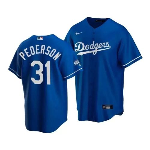 Men's Los Angeles Dodgers Joc Pederson 31 2020 World Series Champions Royal Alternate Jersey