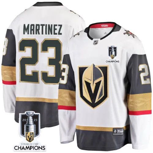 Alec Martinez 23 Vegas Golden Knights 2023 Stanley Cup Champions Patch Breakaway Jersey - White