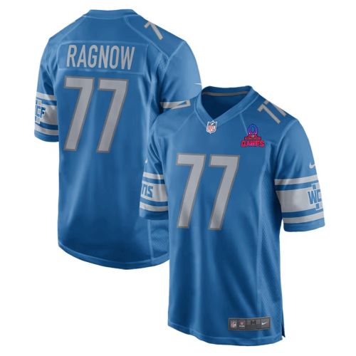 Frank Ragnow 77 Detroit Lions 2024 Pro Bowl Patch Game Men Jersey - Blue