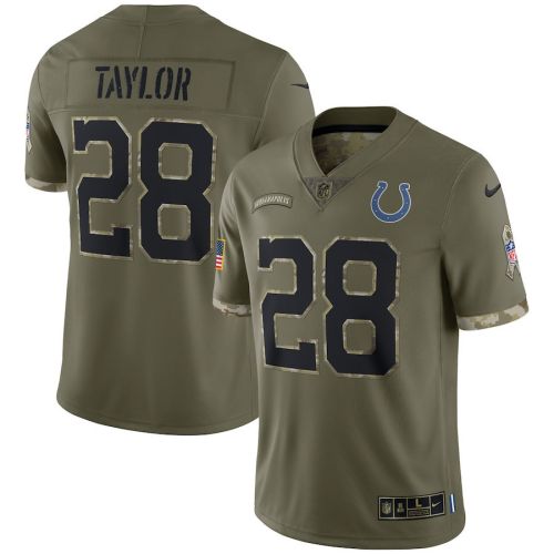 Jonathan Taylor 28 Indianapolis Colts 2022 Salute To Service Limited Jersey - Olive