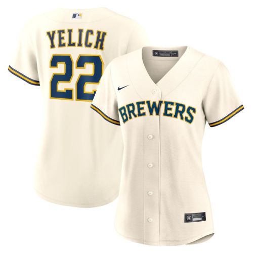 Christian Yelich 22 Milwaukee Brewers Women's Home Player Jersey - Cream