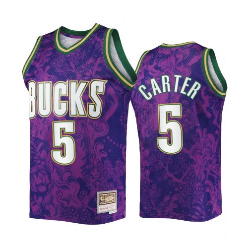 Jevon Carter 5 Lunar New Year 2022 Milwaukee Bucks Purple Jersey Mitchell Ness