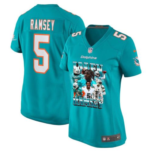 Jalen Ramsey 5 Signed Miami Dolphins Game Women Jersey - Aqua V2