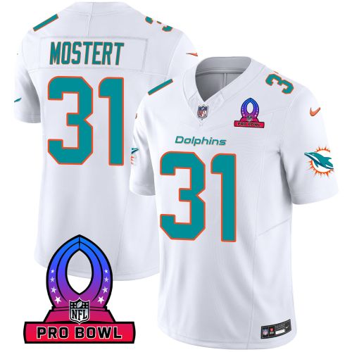 Raheem Mostert 31 Miami Dolphins 2024 Pro Bowl Patch Game Men Jersey - White