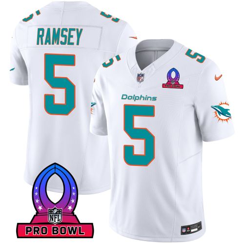 Jalen Ramsey 5 Miami Dolphins 2024 Pro Bowl Patch Game Men Jersey - White