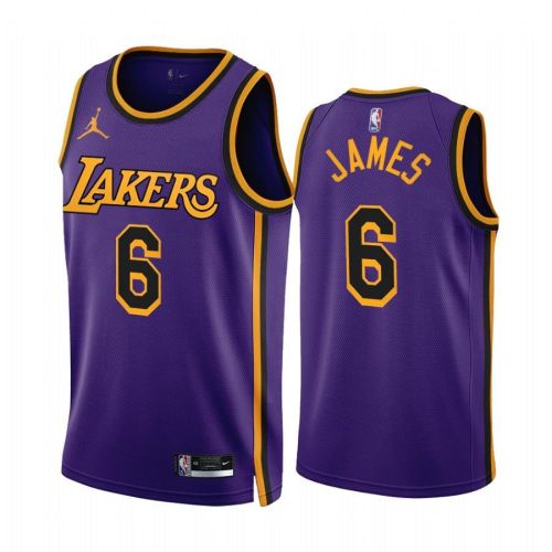 LeBron James 2022-23 Los Angeles Lakers Purple 6 Statement Edition Jersey - Men Jersey