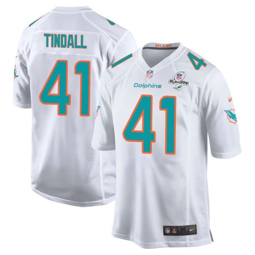 Channing Tindall 41 Miami Dolphins 2023 Playoffs Patch Game Men Jersey - White