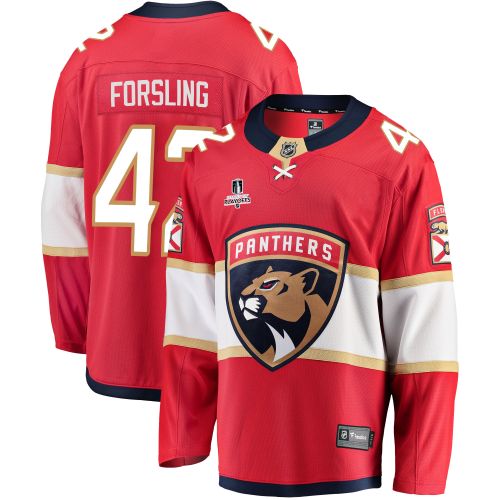 Florida Panthers Gustav Forsling 42 Home 2023 Stanley Cup Playoffs Breakaway Men Jersey - Red