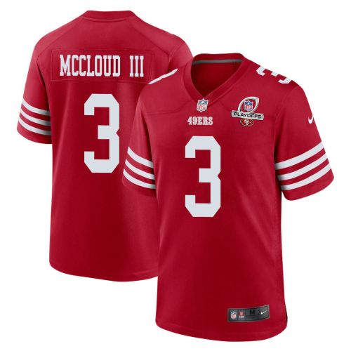 Ray-Ray McCloud III 3 San Francisco 49ers 2023 Playoffs Patch Game Men Jersey - Scarlet