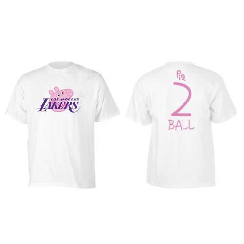 Lonzo Ball 2 Los Angeles Lakers Pig Print T-Shirt - White