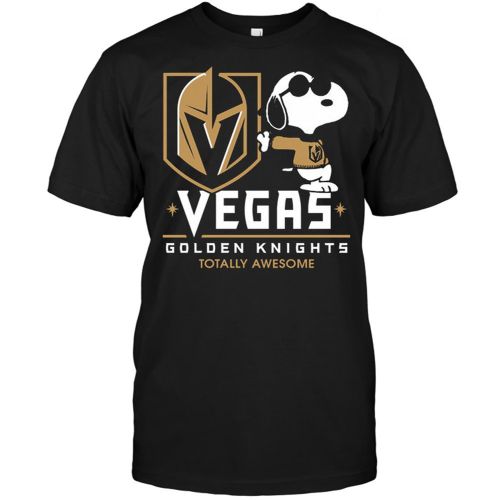 Vegas Golden Knights Totally Awesome Snoopy T-Shirt - Black