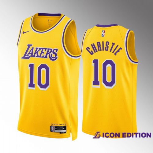 Max Christie 10 2022-23 Los Angeles Lakers Gold Icon Edition Jersey Swingman