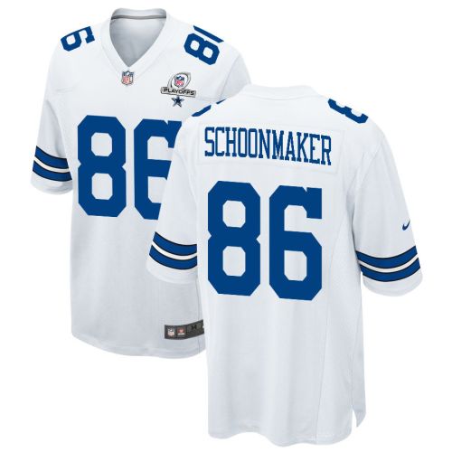 Luke Schoonmaker 86 Dallas Cowboys 2023 Playoffs Patch Game Men Jersey - White