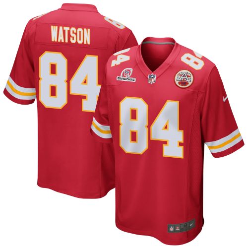 Justin Watson 84 Kansas City Chiefs 2024 Divisional Patch Game Men Jersey - Red