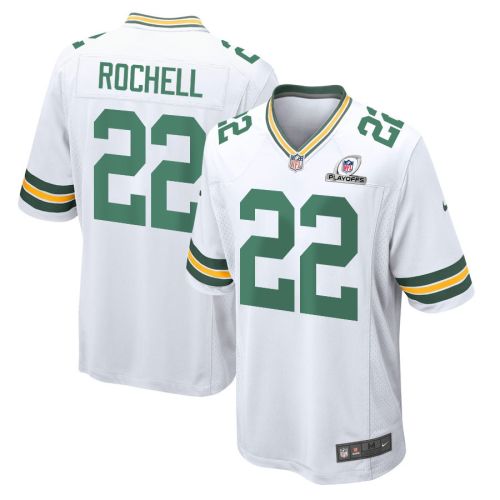 Robert Rochell 22 Green Bay Packers 2023 Playoffs Patch Game Men Jersey - White