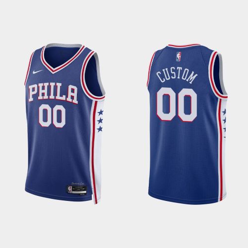 Philadelphia 76ers 00 Custom 2022-23 Icon Edition Royal Men Jersey