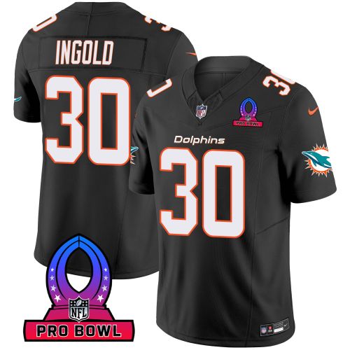 Alec Ingold 30 Miami Dolphins 2024 Pro Bowl Patch Game Men Jersey - Black