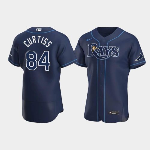 Men's Tampa Bay Rays 84 John Curtiss Navy Alternate Jersey Jersey