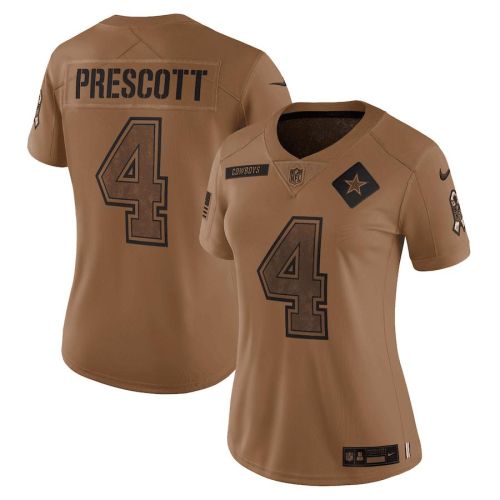 Dak Prescott 4 Dallas Cowboys 2023 Salute To Service Limited Women Jersey - Brown