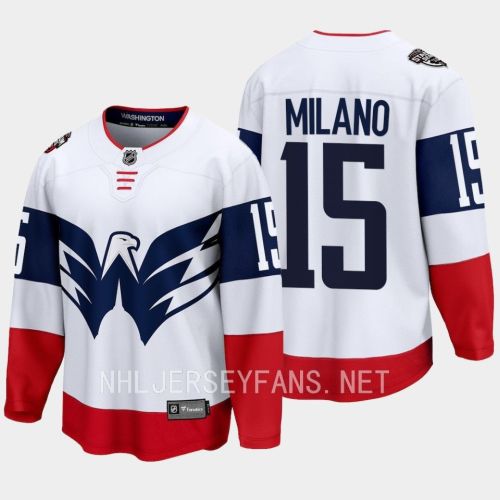 Sonny Milano 15 Washington Capitals 2023 Jersey Stadium White Primegreen