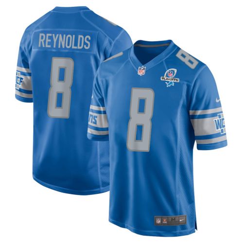 Josh Reynolds 8 Detroit Lions 2023 Playoffs Patch Game Men Jersey - Blue