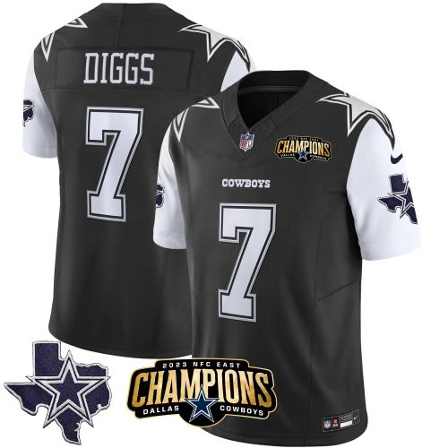 Trevon Diggs 7 Dallas Cowboys 2023 NFC East Champions Patch Game Men Jersey - Black