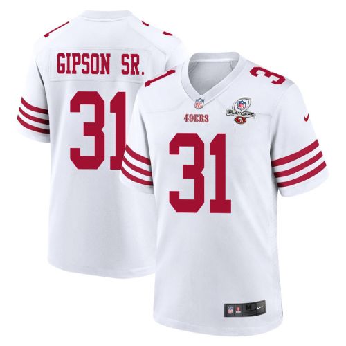 Tashaun Gipson Sr. 31 San Francisco 49ers 2023 Playoffs Patch Game Men Jersey - White