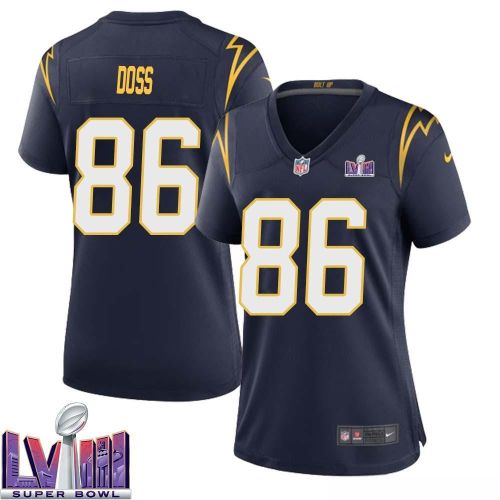 Keelan Doss 86 Los Angeles Chargers Super Bowl LVIII Women Alternate Game Jersey - Navy