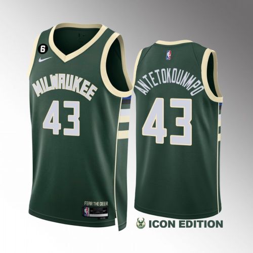 Thanasis Antetokounmpo 43 Milwaukee Bucks Green Jersey 2022-23 Icon Edition NO.6 Patch