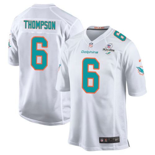 Skylar Thompson 6 Miami Dolphins 2023 Playoffs Patch Game Men Jersey - White