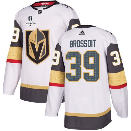 Laurent Brossoit 39 Vegas Golden Knights Stanley Cup 2023 Champions Patch Away Breakaway Men Jersey - White