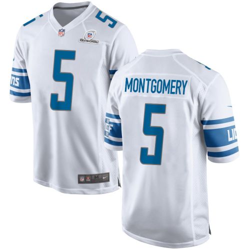 David Montgomery 5 Detroit Lions 2024 Divisional Patch Game Men Jersey - White