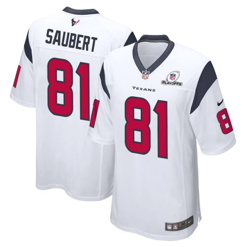 Eric Saubert 81 Houston Texans 2023 Playoffs Patch Game Men Jersey - White