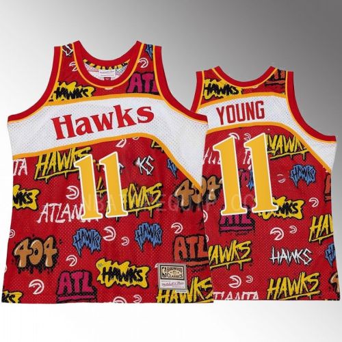 Atlanta Hawks Trae Young 11 Slap Sticker Red Retro Swingman Jersey