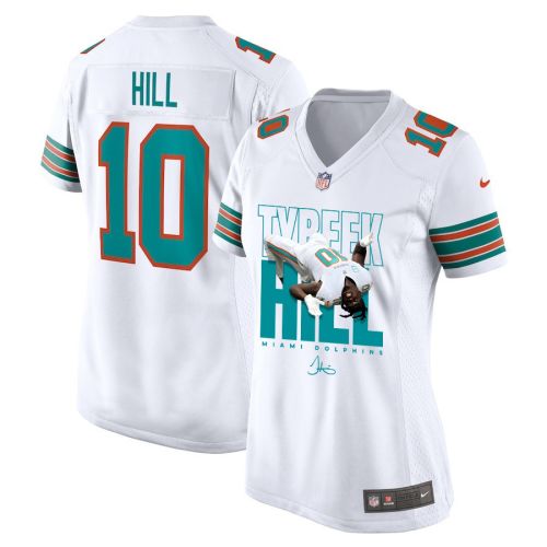 Tyreek Hill 10 Signed Miami Dolphins Cheetah Alternate Game Women Jersey - White V2