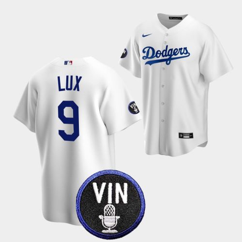 Gavin Lux Honor Vin Scully Los Angeles Dodgers White 9 Jersey