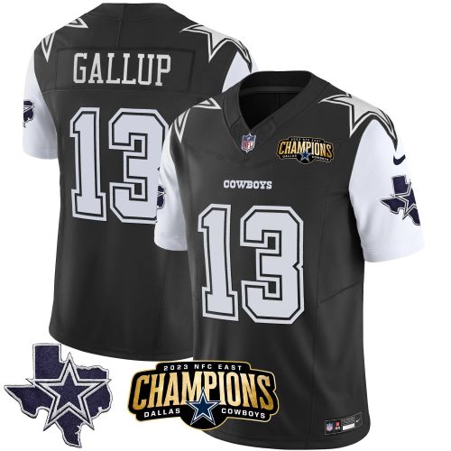 Michael Gallup 13 Dallas Cowboys 2023 NFC East Champions Patch Game Men Jersey - Black