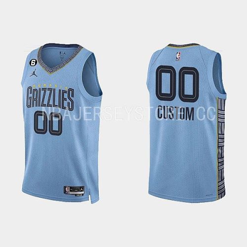 Memphis Grizzlies 00 Custom 2022-23 Statement Edition Light Blue Men Jersey