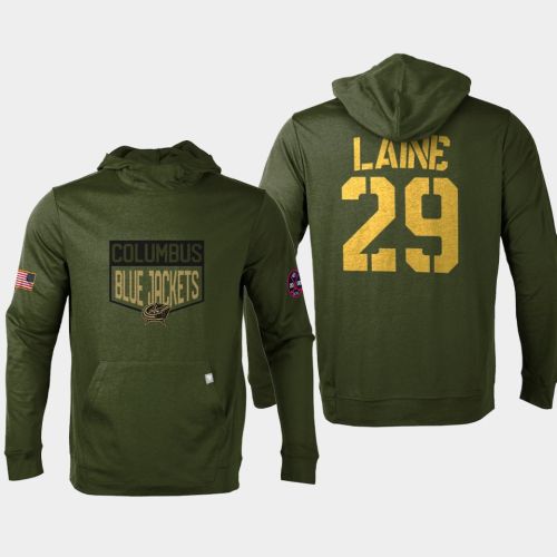 Columbus Blue Jackets Patrik Laine 2022 Salute to Service Olive Hoodie